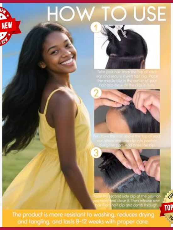22 Inch Straight Human Hair Clip-In Extensions, 8 Piece Set, Ultra Thin Weft main image 6